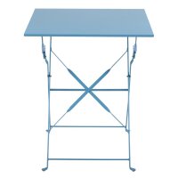 Bolero Stahltisch Perth quadratisch in azurblau im Gehwegstil 600x600x710mm