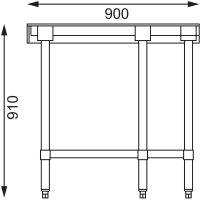 Vogue Arbeitsecktisch Aufkantung, Regalboden 900x700x960mm