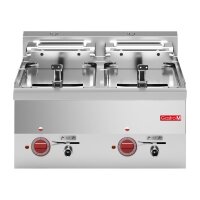 Gastro M Fritteuse 2x10 Liter - Edelstahl, Ablasshahn, 15 kW
