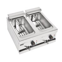 Elektro Doppelfritteuse 18 Liter - Tischgerät Edelstahl, 230V