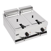 Elektro Doppelfritteuse 18 Liter - Tischgerät Edelstahl, 230V