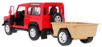Land Rover Defender rot RASTAR Modell 1:14 Ferngesteuertes Geländefahrzeug + 2,4 GHz Fernbedienung + Anhänger