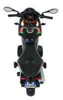 Aprilia Tuono V4 Batteriebetriebenes Motorrad für Kinder Schwarz + MP3-Panel + Stützräder + Freistart