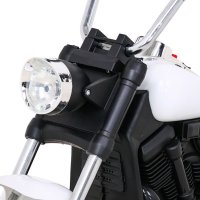 Batteriebetriebener Motorhacker V-Max für Kinder Weiß + Melodien Hupe + Licht + Stützräder