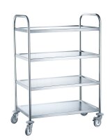 Gastro-Rollwagen 4-etagig – Edelstahl, 90x58 cm,...