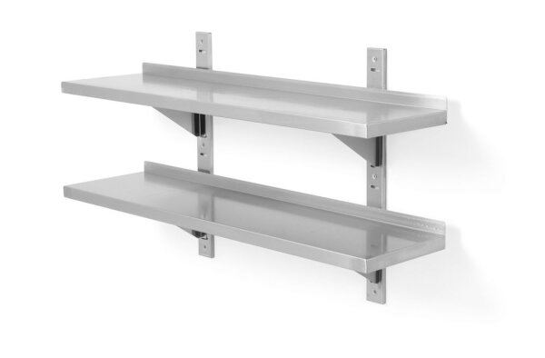 Hendi Wandregal mit zwei Böden aus Edelstahl mit Wandbefestigung 1000x300x600mm
