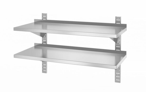 Hendi Wandregal mit zwei Böden aus Edelstahl mit Wandbefestigung 1000x400x600mm