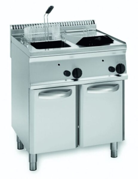 KBS Gasfritteuse 2 Becken 2X 14 Liter Standgerät 700x700x850 mm Piezozündung