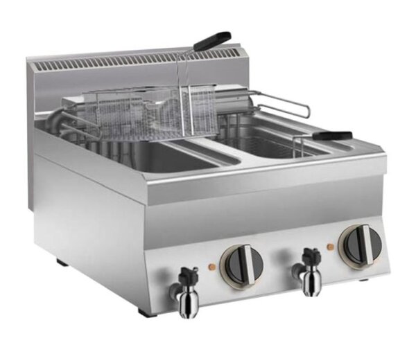 Gastro Tischfritteuse 2x10 Liter - Edelstahl, 18 kW, 400V
