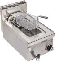 Elektro Fritteuse 10 Liter - Edelstahl mit Ablasshahn, 400V, 6 kW