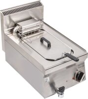 Elektro Fritteuse 10 Liter - Edelstahl mit Ablasshahn, 400V, 6 kW