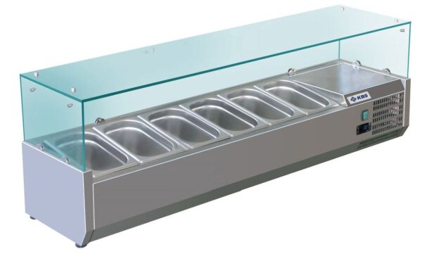 KBS Kühlaufsatz mit geradem Glasaufbau 1500x395x435 mm GN 1/3 steckerfertig 230V