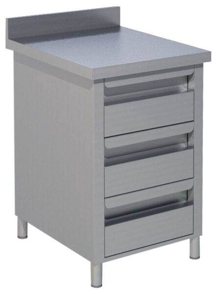 KBS Schubladenschrank 3 Schubladen 500x600x850 mm mit Aufkantung Edelstahl