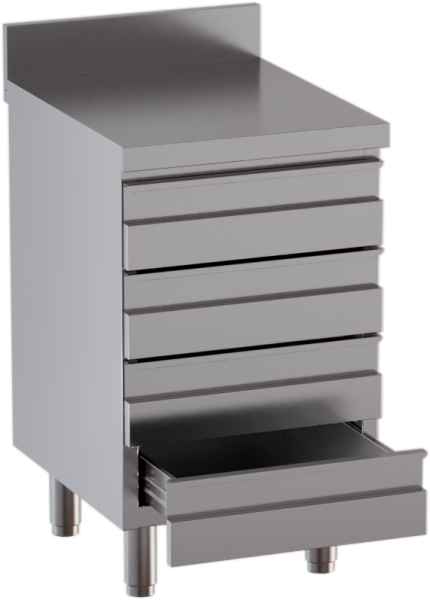 KBS Schubladenschrank 4 Schubladen 500x600x850 mm mit Aufkantung Edelstahl