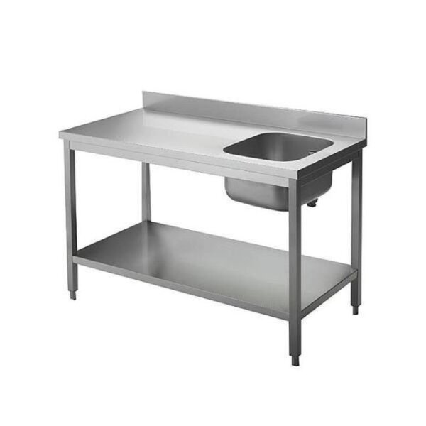 KBS Spültisch 1600x700x850 mm mit Aufkantung 1 Becken rechts mit Grundboden
