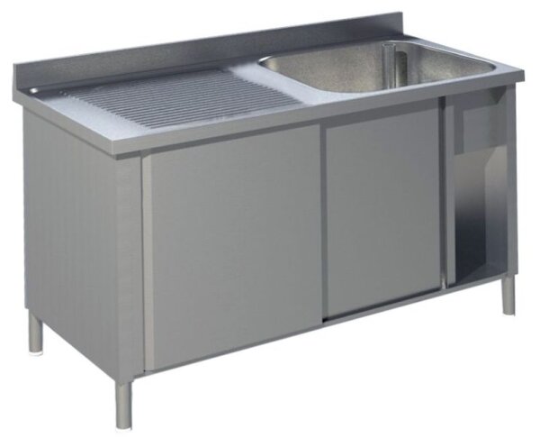 KBS Spülschrank 1200x700x850 mm mit 1 Becken Rechts mit Schiebetüren