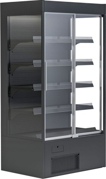 KBS Wandkühlregal mit Glasschiebetüren 1670x720x2000 mm Black Line 230 Volt
