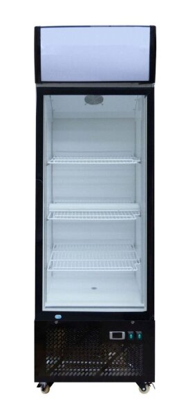 Skyrainbow Kühlschrank mit Leuchtkasten - 1 Glastür, 305 Liter, 4 Rollen