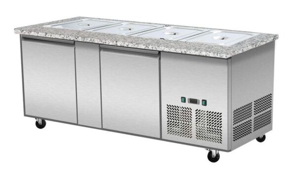 Snack-Line, Kalte Theke, 4X Gn1/1, Granit Rosa-Grau, Ohne Glas, 153X82X85.5