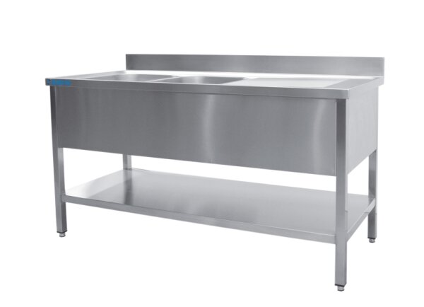 Saro Spültisch mit 2 Becken links 1200x700x850mm Grundboden und Aufkantung