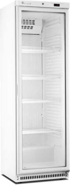 Gastro Kühlschrank mit 386 Liter - 1 Glastür, Automatische Abtauung, weiß