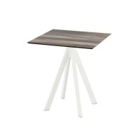 Infinity - Terrassentisch weißes Gestell + Tropenholz HPL-Platte 70x70 cm 1 Stück