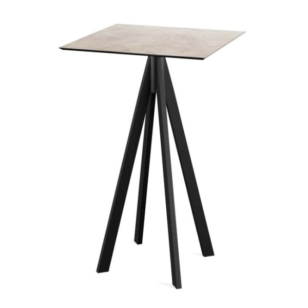 Infinity - Bartisch schwarzes Gestell + Moonstone HPL-Platte 70x70 cm 1 Stück