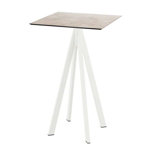 Infinity - Bartisch weißes Gestell + Moonstone HPL-Platte 70x70 cm 1 Stück