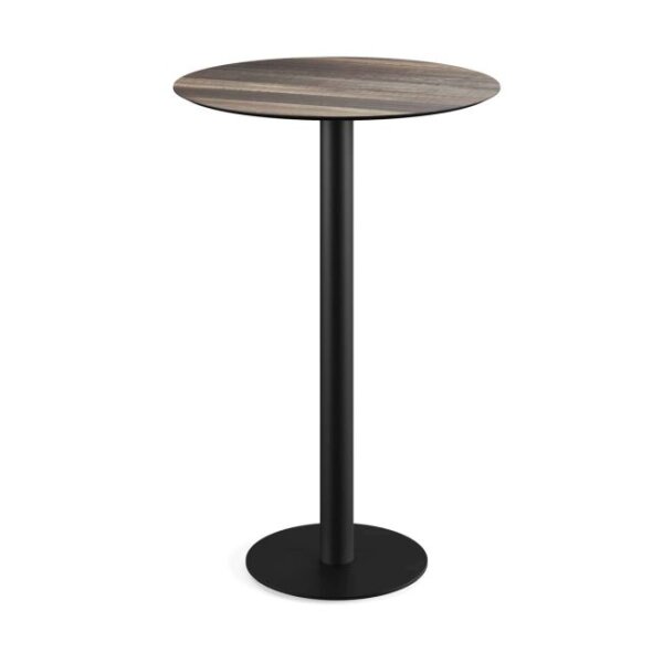 Urban - Bartisch schwarzes Gestell + Tropenholz HPL-Platte Ø70 cm 1 Stück
