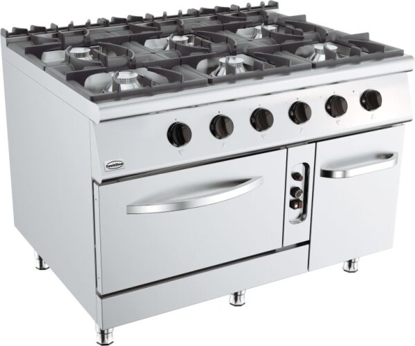 Combisteel Gasherd mit 6 Brenner -  Gasbackofen, 6x 8,5 kW, 1200 x 900 x 900 mm