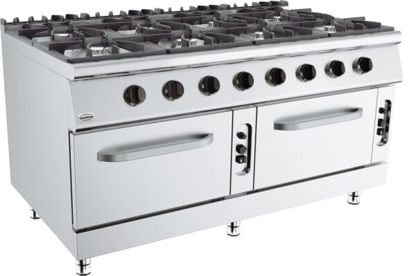 Base 900 Gasherd 8 Br. Mit Gasbackofen