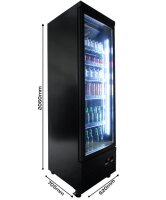 Combisteel Glastürkühlschrank mit 450 Liter - Umluft, LED-Beleuchtung, schwarz