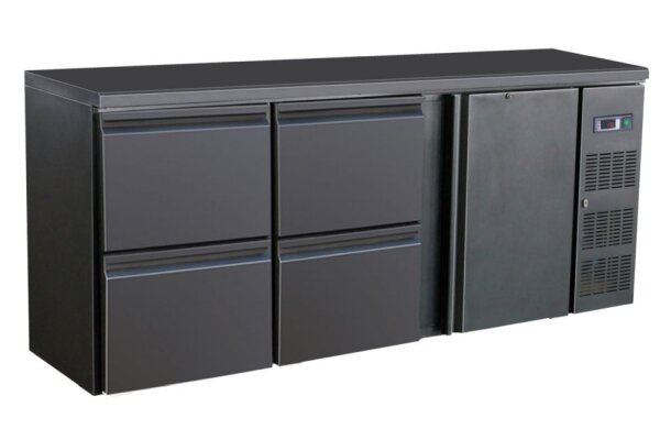 Combisteel Barkühlschrank mit 537 Liter - 1 Tür & 4 Schubladen, Umluft, schwarz