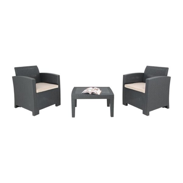 Bolero  Sessel- Und Tischgeflecht-Set grau