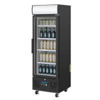 Polar Glastürkühlschrank mit 218 Liter - Abschließbar, fahrbar, schwarz