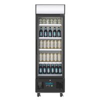 Polar Glastürkühlschrank mit 218 Liter - Abschließbar, fahrbar, schwarz