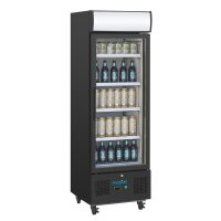 Polar Glastürkühlschrank mit 218 Liter - Abschließbar, fahrbar, schwarz