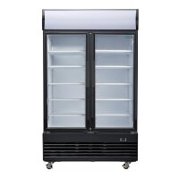 Polar Glastürkühlschrank mit 950 Liter - 2 Türen, selbstschließend, schwarz