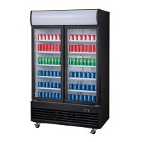 Polar Glastürkühlschrank mit 950 Liter - 2 Türen, selbstschließend, schwarz