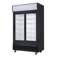 Polar G-Serie Kühlvitrine mit mit Schiebetüren und Leuchtkasten 950Ltr Schwarz
