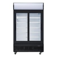 Polar G-Serie Kühlvitrine mit mit Schiebetüren und Leuchtkasten 950Ltr Schwarz