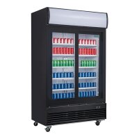 Polar G-Serie Kühlvitrine mit mit Schiebetüren und Leuchtkasten 950Ltr Schwarz