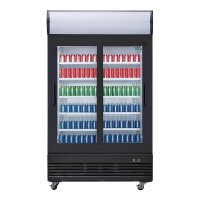 Polar G-Serie Kühlvitrine mit mit Schiebetüren und Leuchtkasten 950Ltr Schwarz