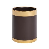 Bolero Papierkorb mit goldfarbenem Rand 10L,Lederoptik