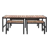Niedriger Couchtisch Bolero aus Stahl und Akazie, 1200 x 800 mm