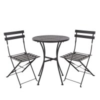 Bolero Steel Outdoor Dining Set Schwarz Tisch und zwei...