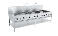 Combisteel Gas-Woktisch mit 7 Brenner und Grundboden...