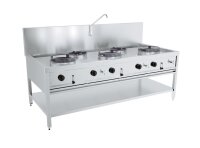 Combisteel Gas Woktisch mit 5 Brenner und Grundboden...