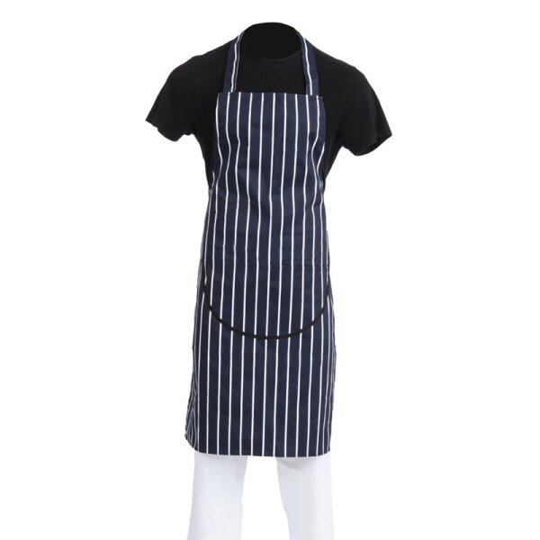 Whites Latzschürze mit Tasche blau-weiß gestreift