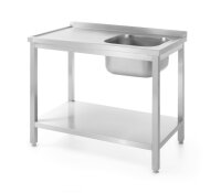 Waschtisch mit Ablage  verschraubt, Tiefe 600 mm, HENDI,...